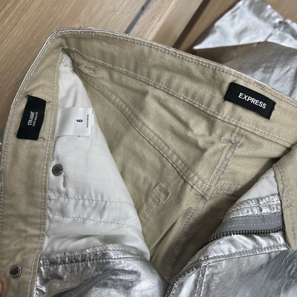Express Silver Metallic Pants Size 6 - Picture 5 of 6